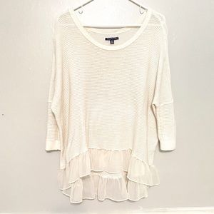 American Eagle high low sweater with ruffles